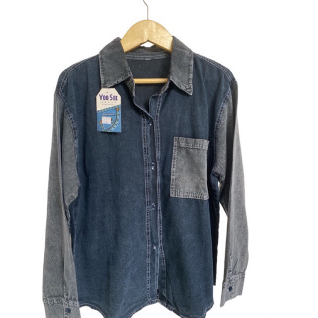 Kemeja Jeans two tone