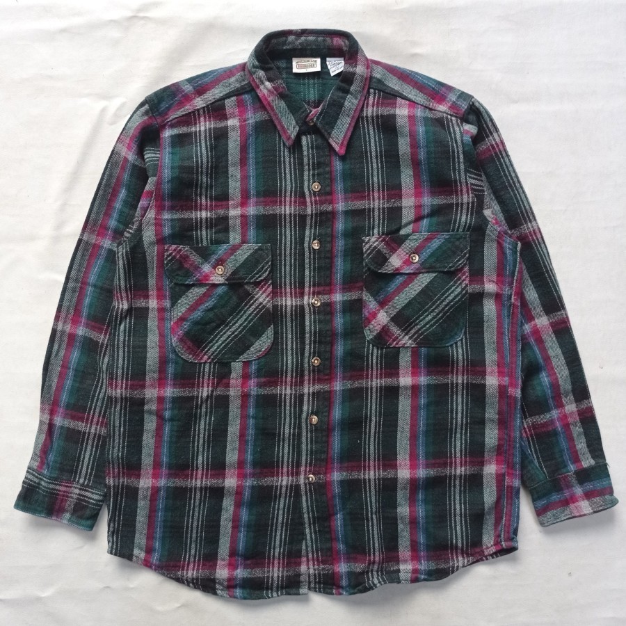 kemeja vintage FiveBrother heavy weight flannel shirt outer