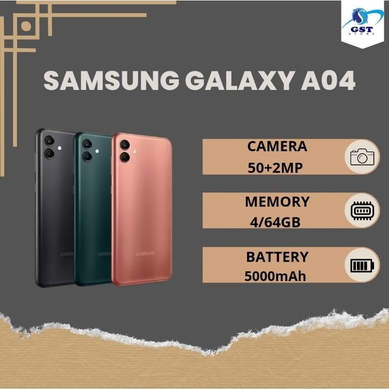 HP SAMSUNG GALAXY A04 RAM 4 INTERNAL 64GB BERGARANSI RESMI 1 TAHUN, BEST SELLER