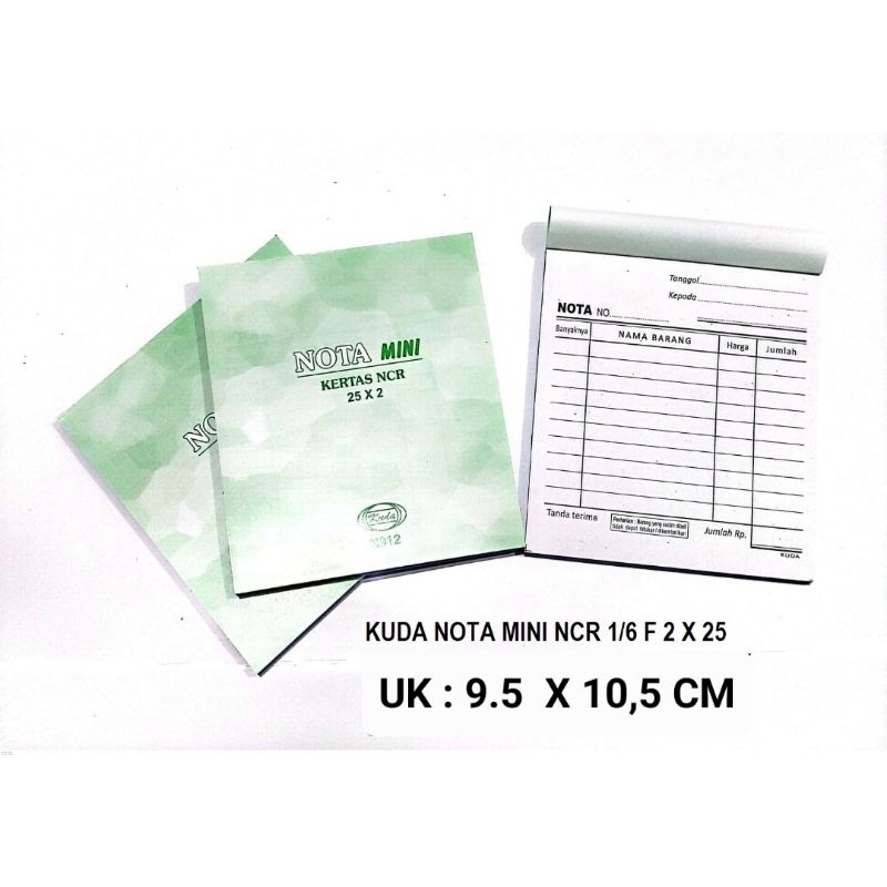 

Kuda Nota Mini 1/6F 25x2Ply 9.5x10.5 CM /Nota mini rangkap 2