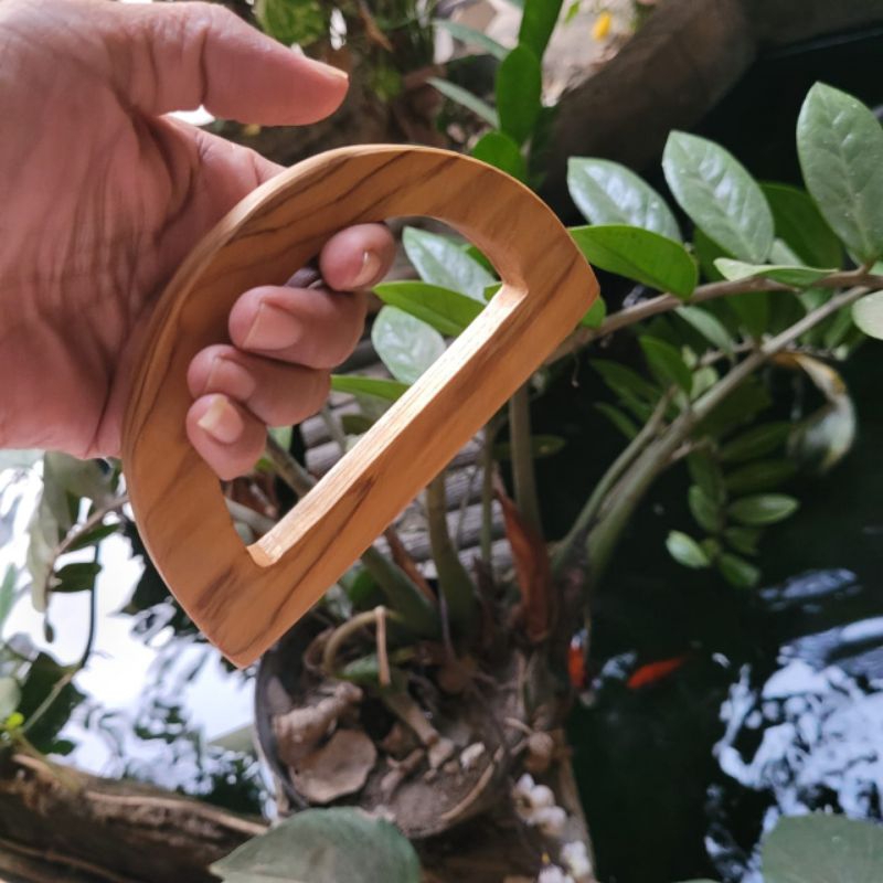 Handle Tas Kayu Jati Setengah Lingkaran