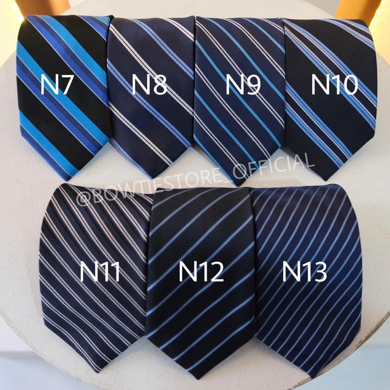 dasi panjang motif navy garis | dasi premium kantor navy hitam