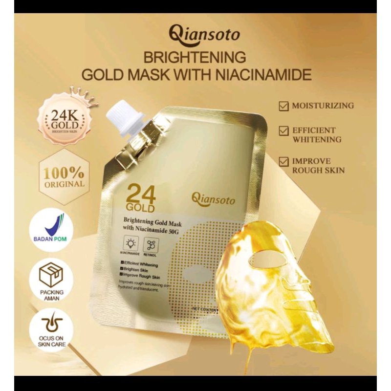 Niacinamide masker wajah Original Qiansoto // Masker Wajah Qiansoto, Masker 24 Gold,  Brightening Go