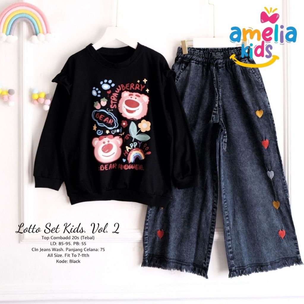 LOTTO SET KIDS VOL 2 BY AMELIA KIDS ONESET ANAK USIA 6-12 TAHUN SETELAN BAJU ANAK PEREMPUAN KAOS LEN