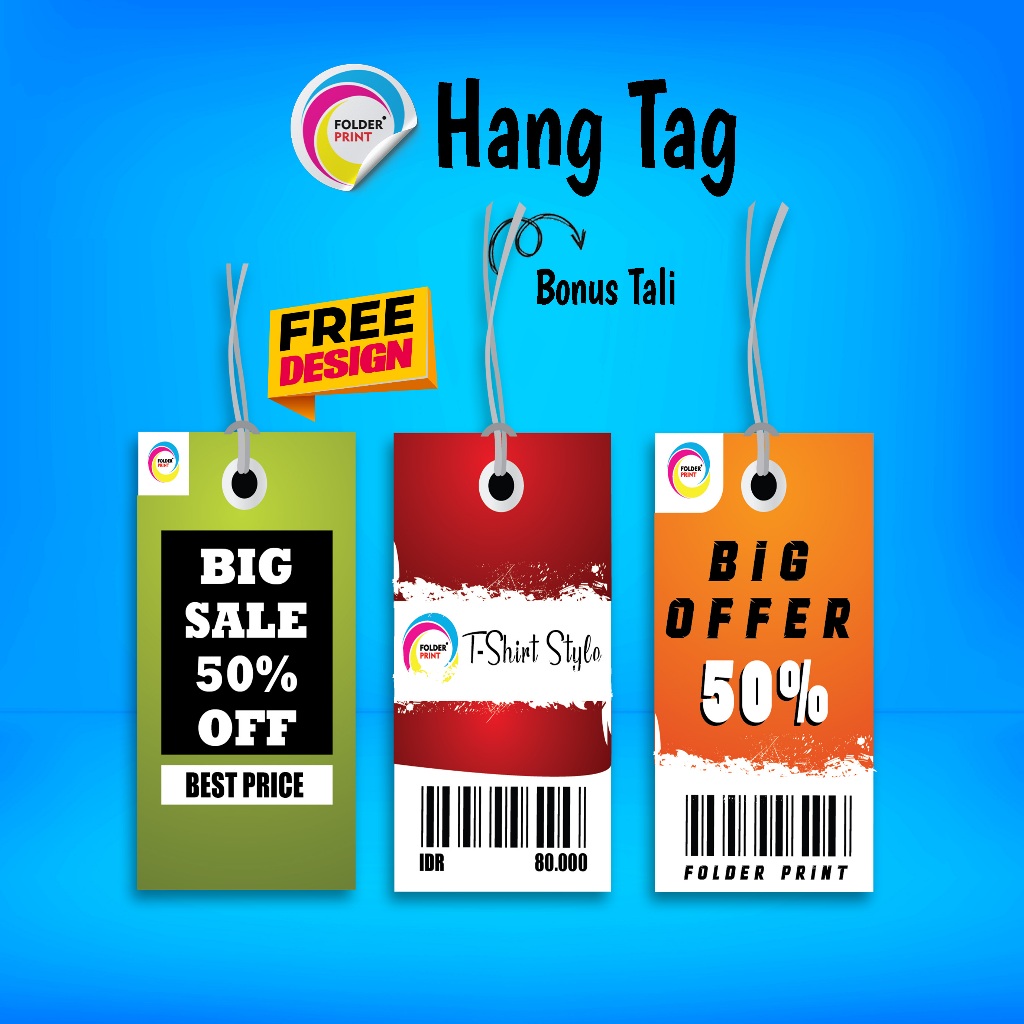 

Cetak Label Hangtag Custom Pakaian Aksesoris Free Tali