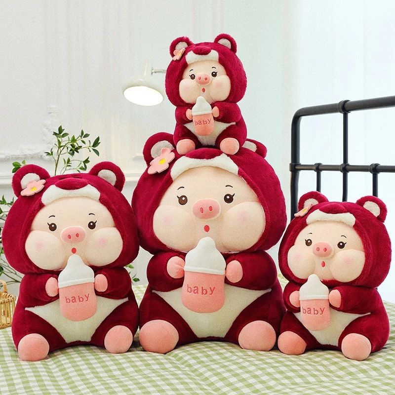 Boneka Pig Dot Hoodie Ukuran 40cm bahan Plush Import Halus dan Lembut Hadiah Ulang Tahun Anak