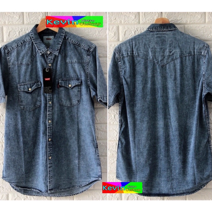 Super Promo Kemeja Denim Pria High Quality Baju Kemeja 501 Pria Import Kemeja Lengan Pendek Polos Pr