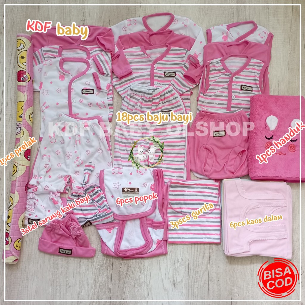 50 pcs paket brojol baju bayi perempuan series pink perlengkapan bayi baru lahir paket lahiran bayi 
