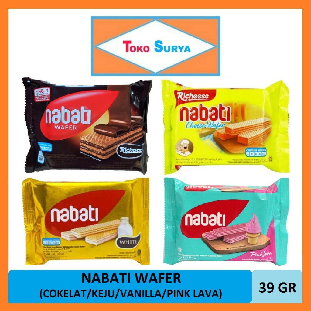 

Nabati Wafer Coklat/Keju/Vanilla/Pink Lava 40gr (Pcs)