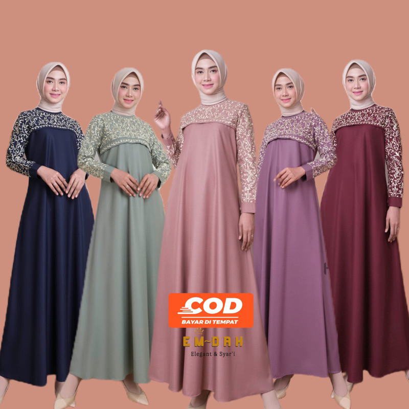 Gamis Hajrah Safir Bordir Original By Guzel Premium // Gamis Jumbo wanita terbaru