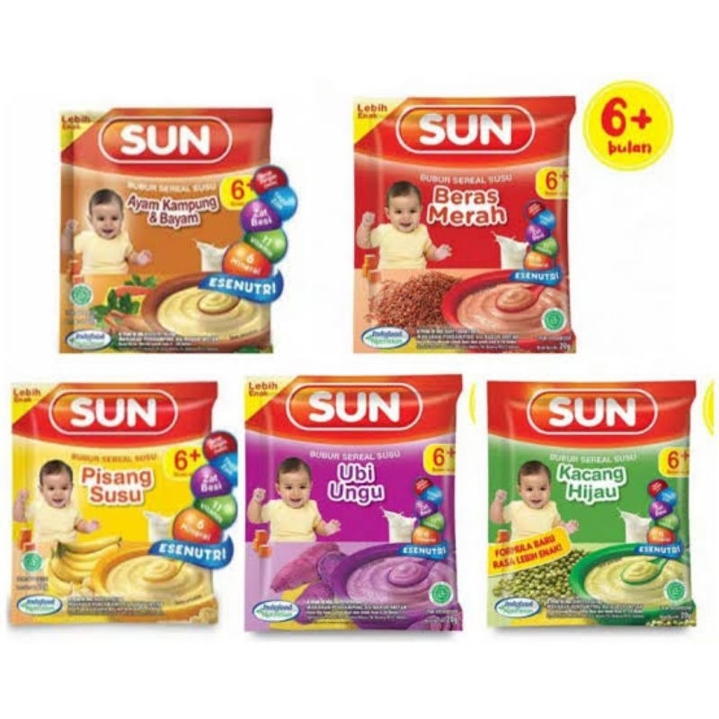 Sun Bubur Susu Seral Ekonomis 6m+ Sachet 20gr Saset Renceng - Bubur Sun Bayi - Bubur Instan Baby - B