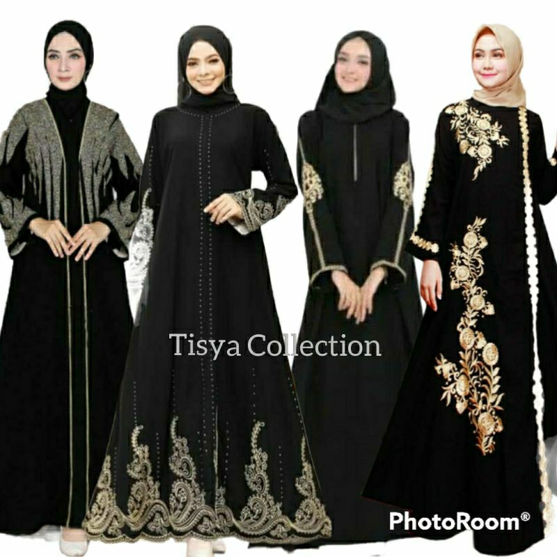 Gamis turkey hitam premium bordir jetblack abaya turkey terbaru