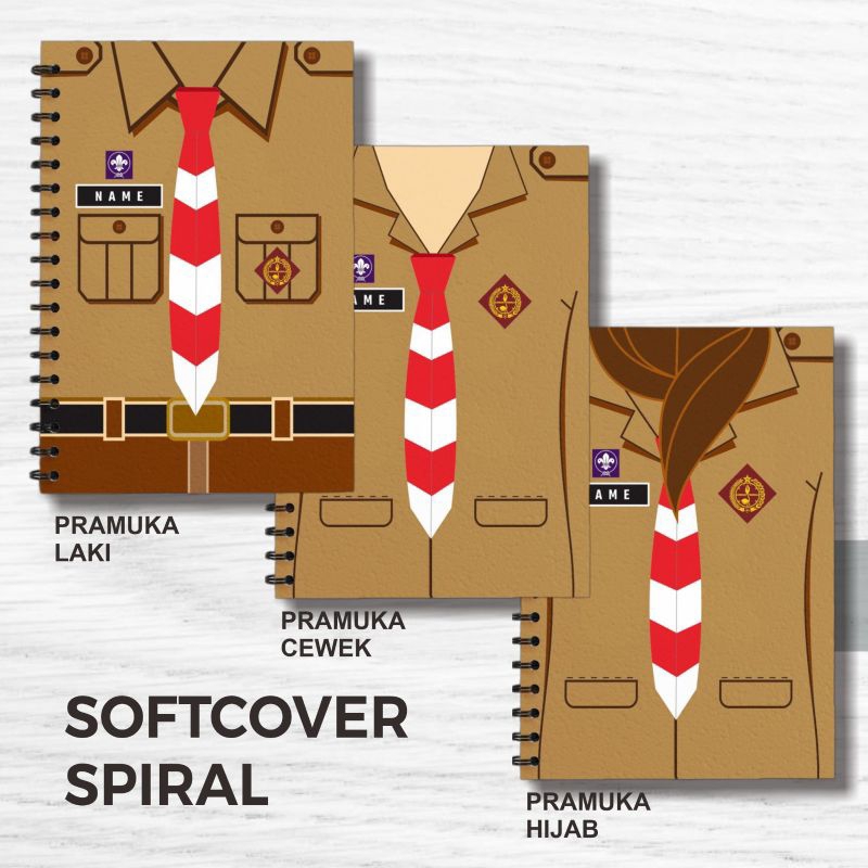 

Notebook A5 Jilid Kawat Spiral Custom Pramuka Kertas HVS / Softcover / isi 60 Lembar