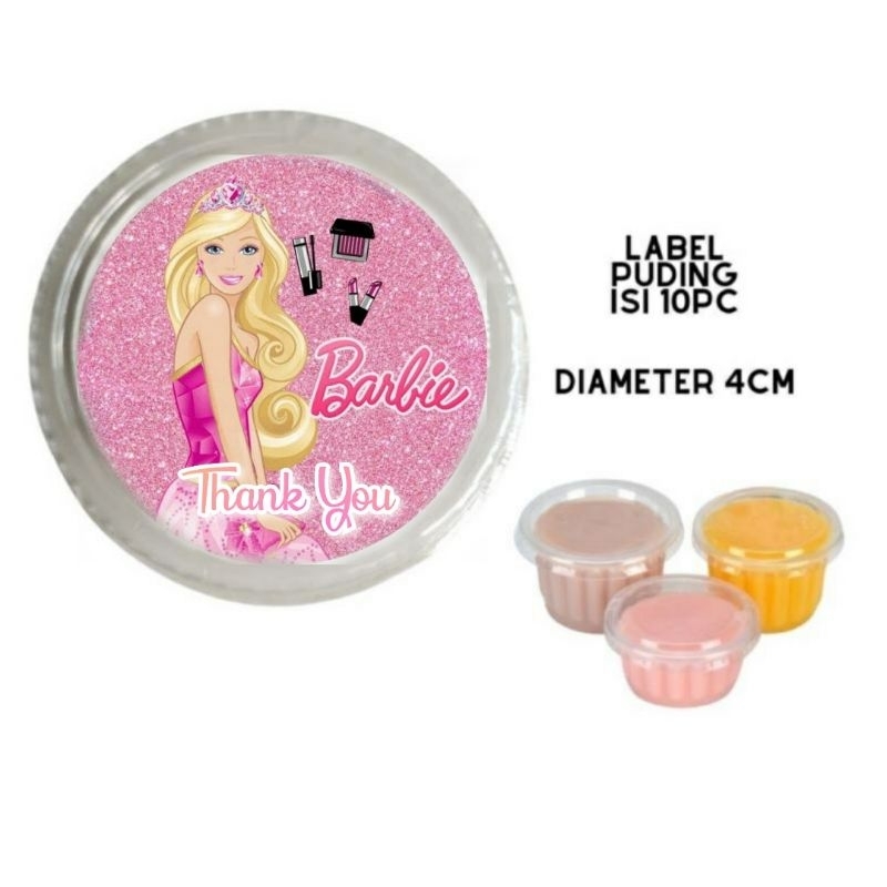 

Label stiker puding BARBIE label cup puding cup pudding label bento label tumpeng mini label BARBIE ulang tahun anak label sticker thankyou
