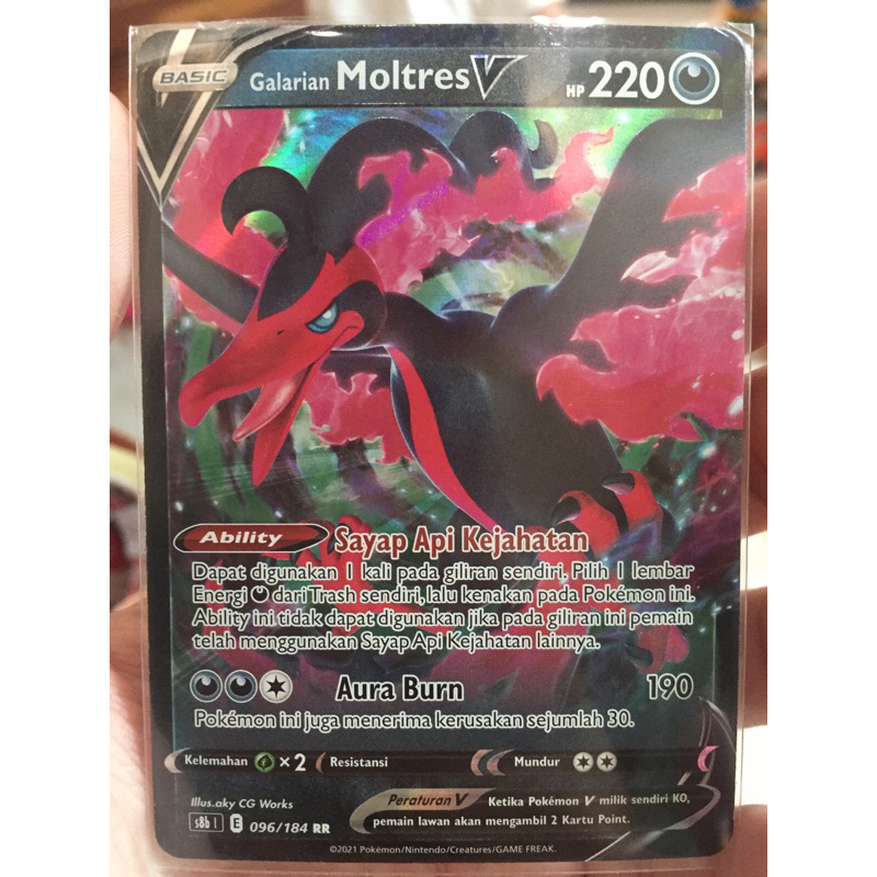 KARTU POKEMON GALARIAN MOLTRES V INDONESIA HOLO