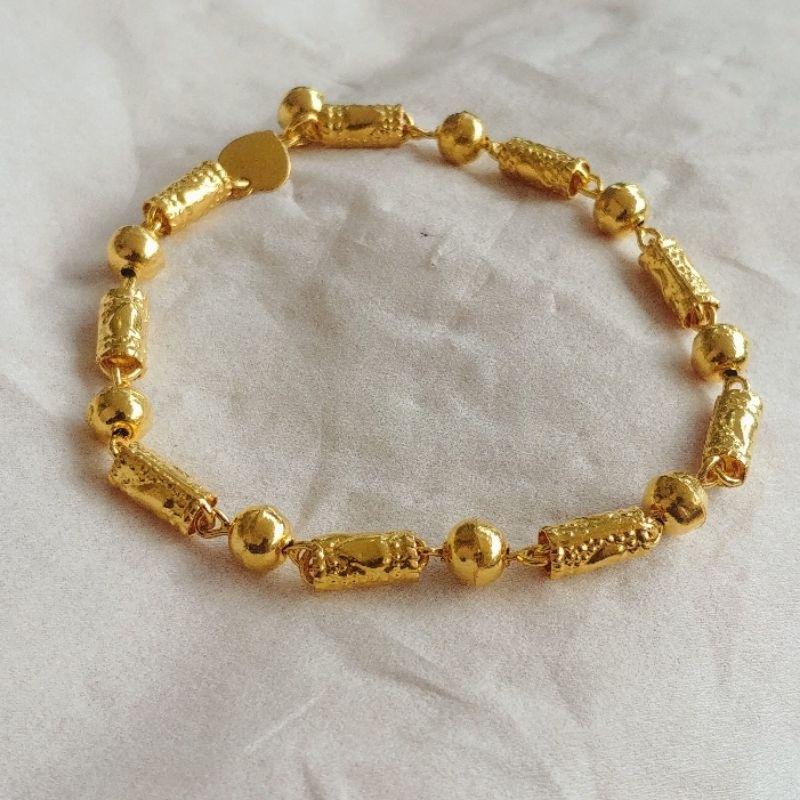 gelang bola bambu lapis emas 24k