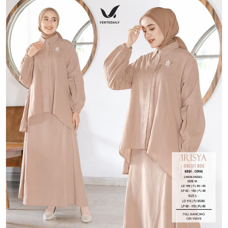 IRISYA ONE SET SKIRT // Series Original Vente Daily Setelan Busui Linen Premium Polos