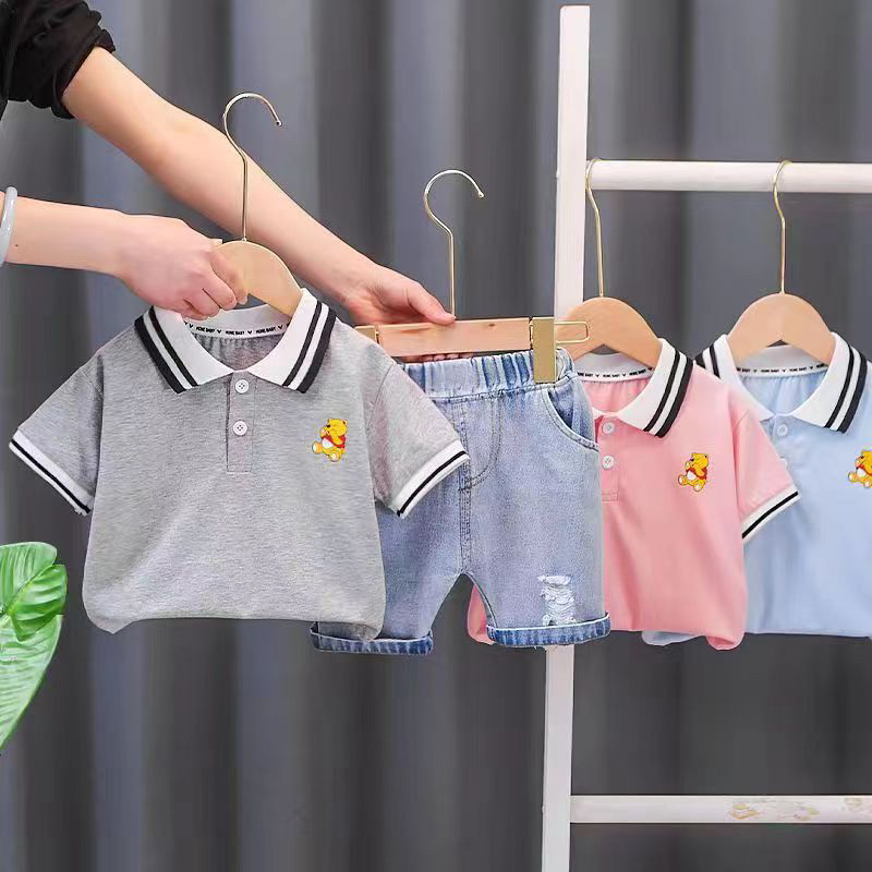 SETELAN CELANA JEANS POOH UKURAN 1-5TAHUN - SET JEANS MOBIL KAOS POLO - SET JEANS POLO BRAND HONEY B
