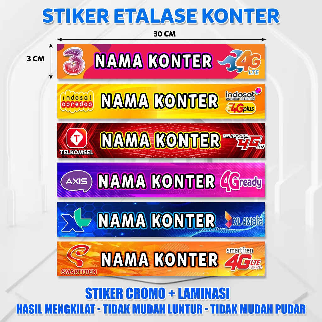 Stiker Etalase Konter / Stiker Konter Pulsa / Stiker Etalase Konter Murah Custom Nama Toko