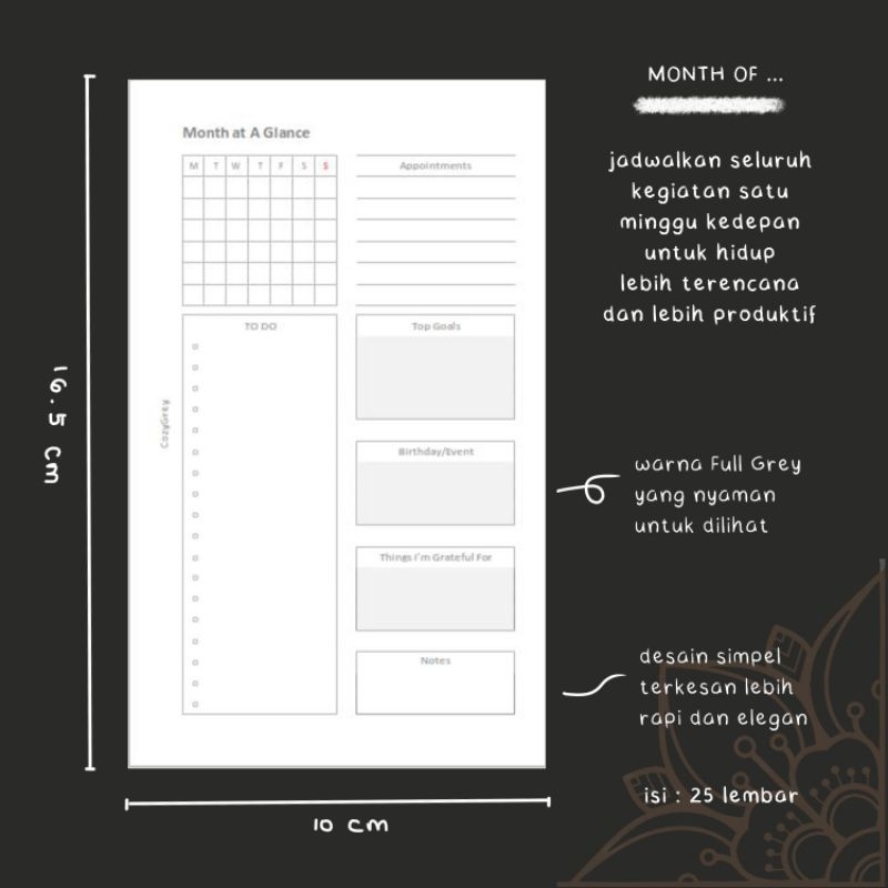 

LooseleafBinderA6|MonthofGlance-insertA6|InsertBinderA6