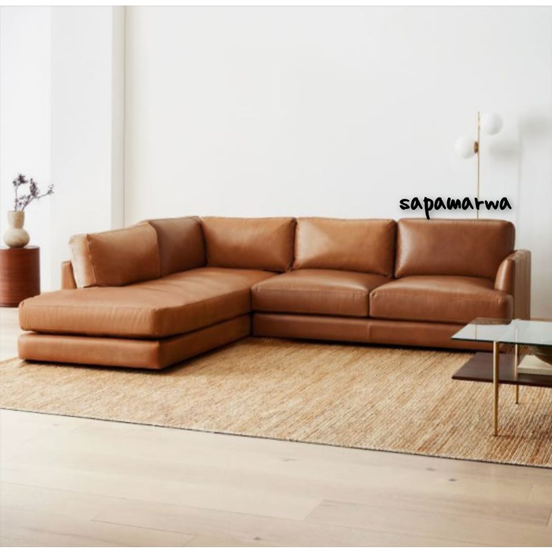 Sofa minimalis kursi ruang tamu sofa selonjor L sofa kulit premium