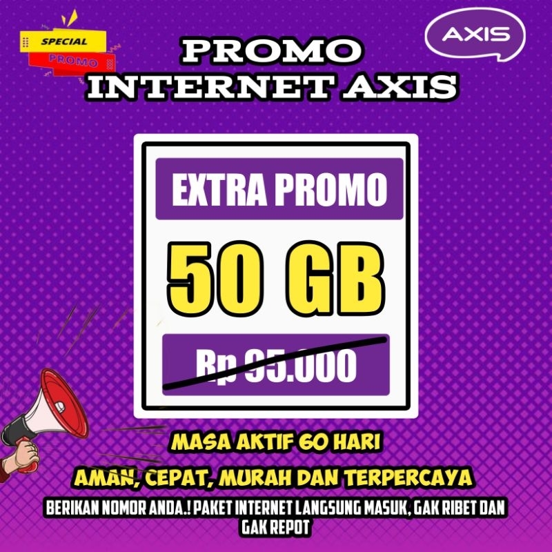 KUOTA AXIS BRONET 50GB PROMO PAKET INTERNET AXIS
