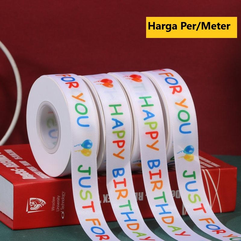 

PSM201 Per Meter Pita Satin 20 mm Happy Birthday Kado Hampers Ulang Tahun