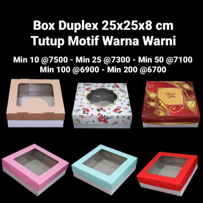 

Box Duplex 25x25x8cm Tutup Motif Warna Warni