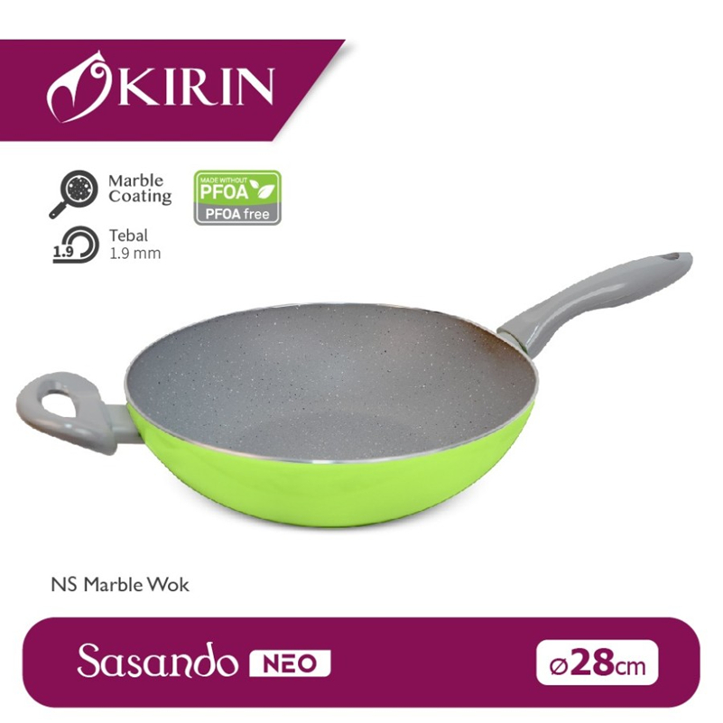 Kirin Marble Wok 28 cm Sasando NEO | Wajan Anti Lengket | Marble Wok 28cm