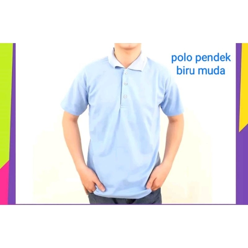kaos kerah polos murah/kaos kerah polos biru muda/wangky pendek polos/kaos kerah polos pendek biru m