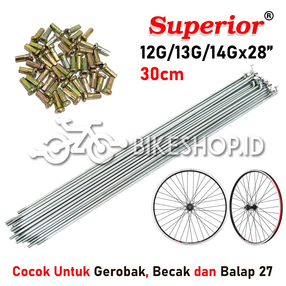 Jari-Jari Spokes Sepeda Uk 28 Becak atau Gerobak atau Balap 27 (12G / 13G / 14G) Superior | High Quality