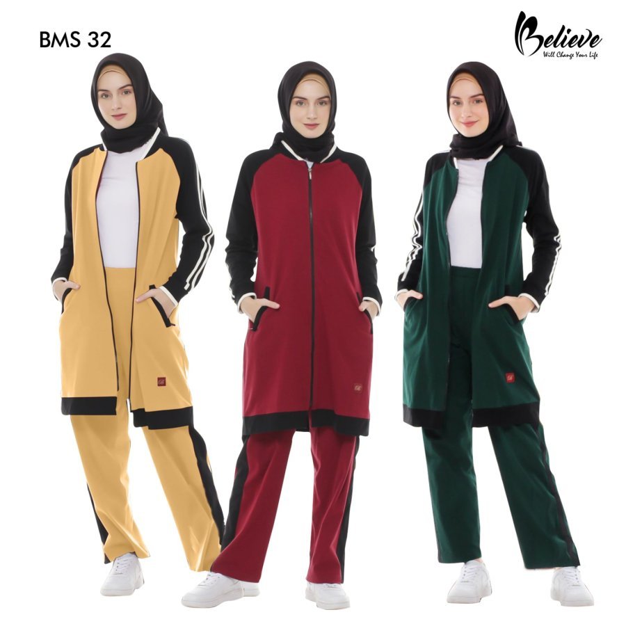 BELIEVE MUSLMIMAH SPORTY BMS 32 / SETELAN OLAH RAGA MUSLIMAH / SETELAN OLAH RAGA SYARI / SETELAN OLA