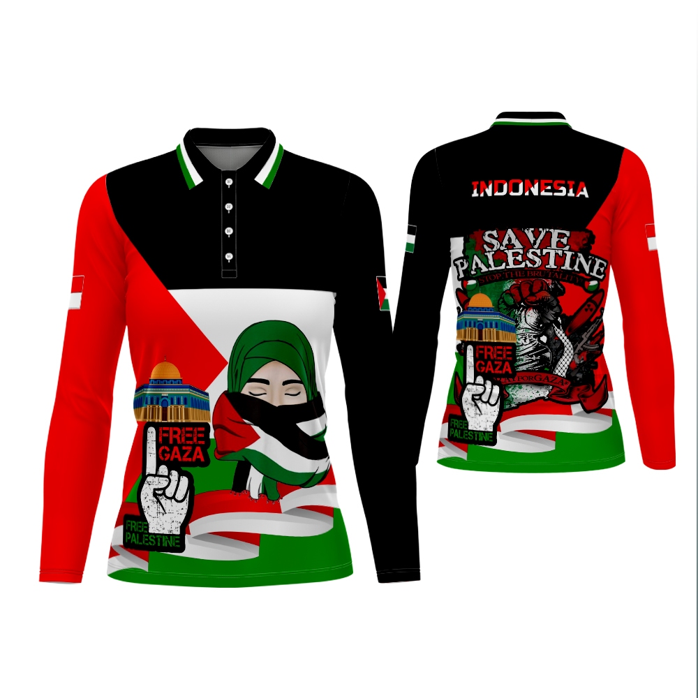 Baju Palestina Kaos Polo Palestine Pray For Palestina Indonesia Fullprint
