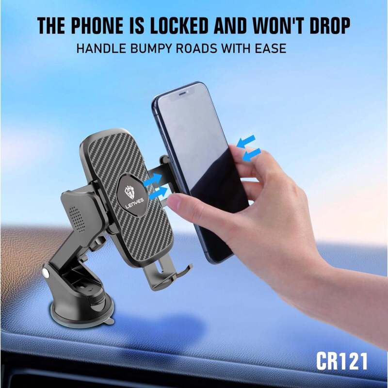 LENYES CR121 Car Phone Holder Untuk Dashboard Mobil Kuat Kokoh Original CR-121