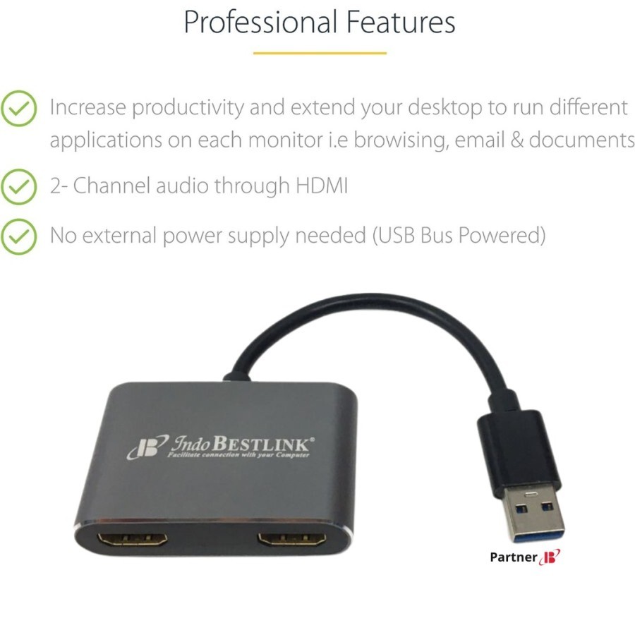 CONVERTER USB 3.0 TO DUAL HDMI FEMALE ADAPTER