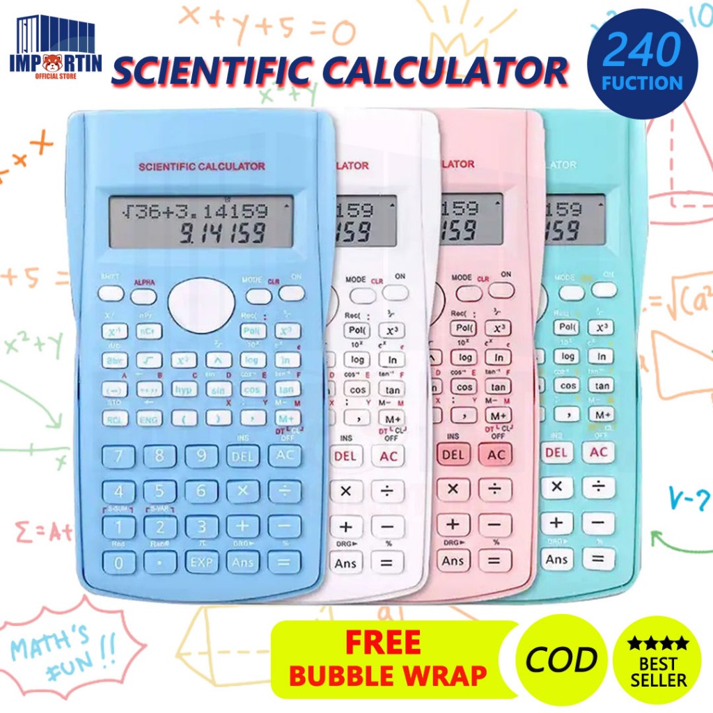 

Kalkulator Scientific Color 240 Function/ Calculator Ujian Sin Cos Tan Function/ Kalkulator Sekolah 240 Fungsi Warna Warni/ Scientific Calculator 240 Function