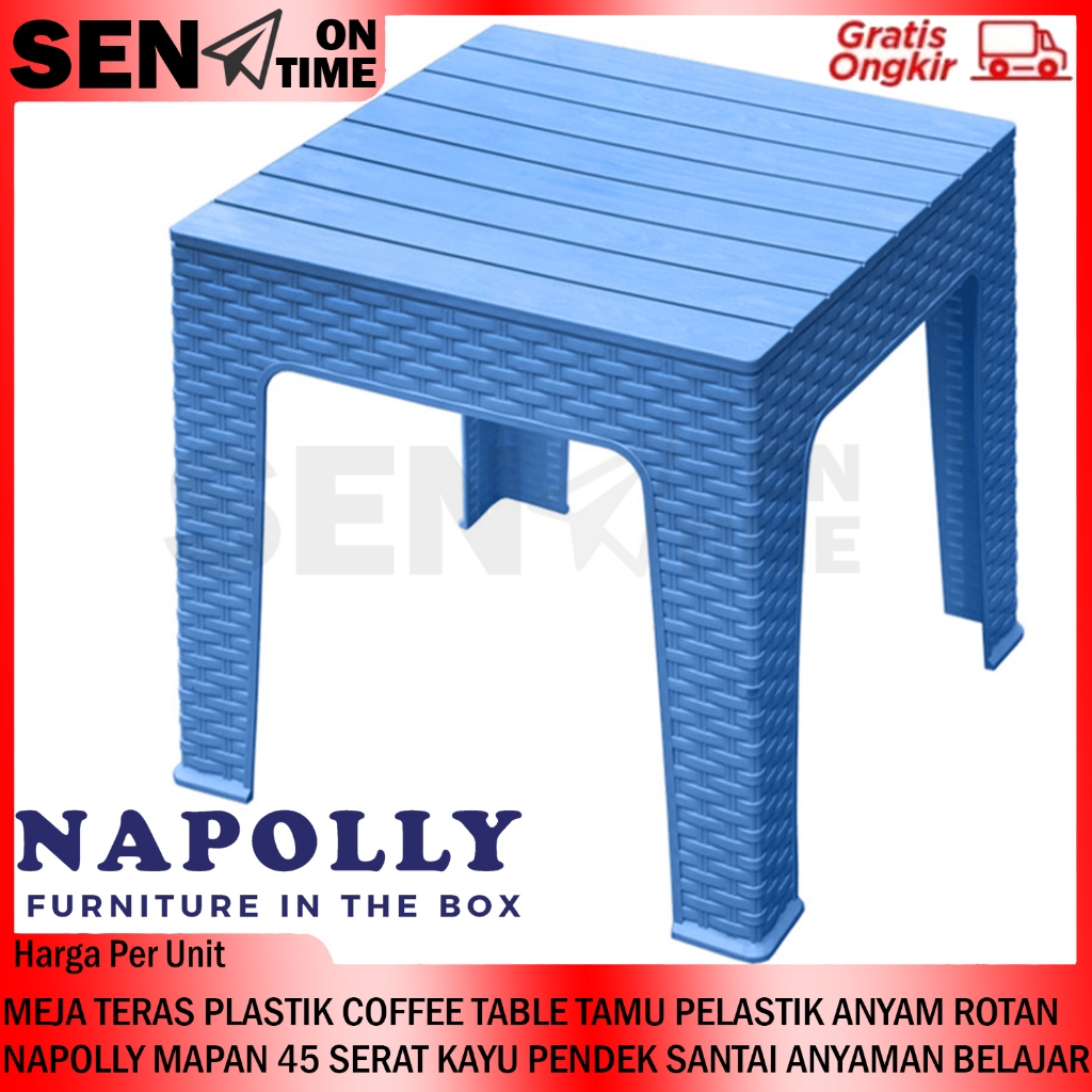 Napolly Mapan 45 Meja Tamu Teras75/7045 Plastik Pelastik Motif Anyaman Rotan Serbaguna Coffee Table 