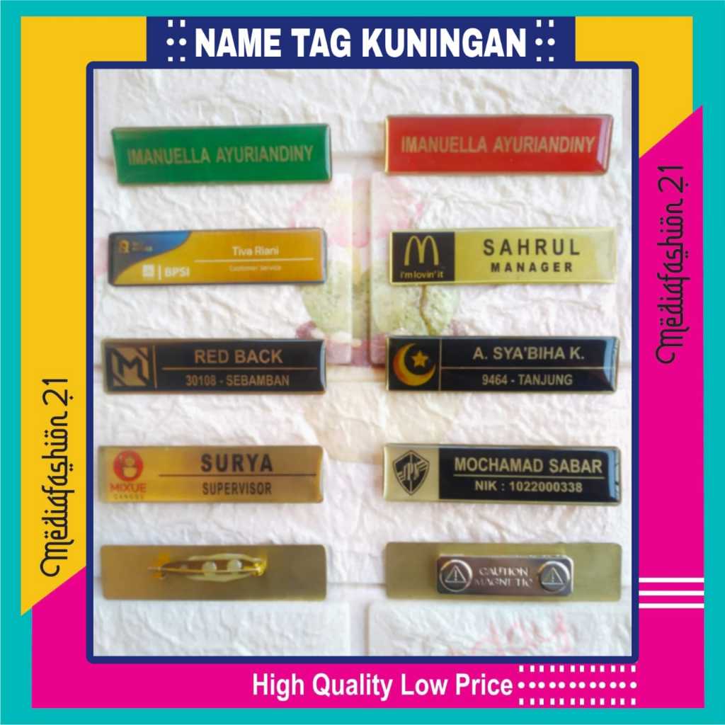 Name Tag / Papan Nama Kuningan Kotak Peniti - Paku - Magnet (Custom Satuan)