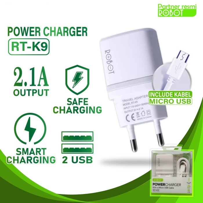TRAVEL CHARGER ROBOT RT-K9 USB ANDROID CASAN ROBOT RT-K9