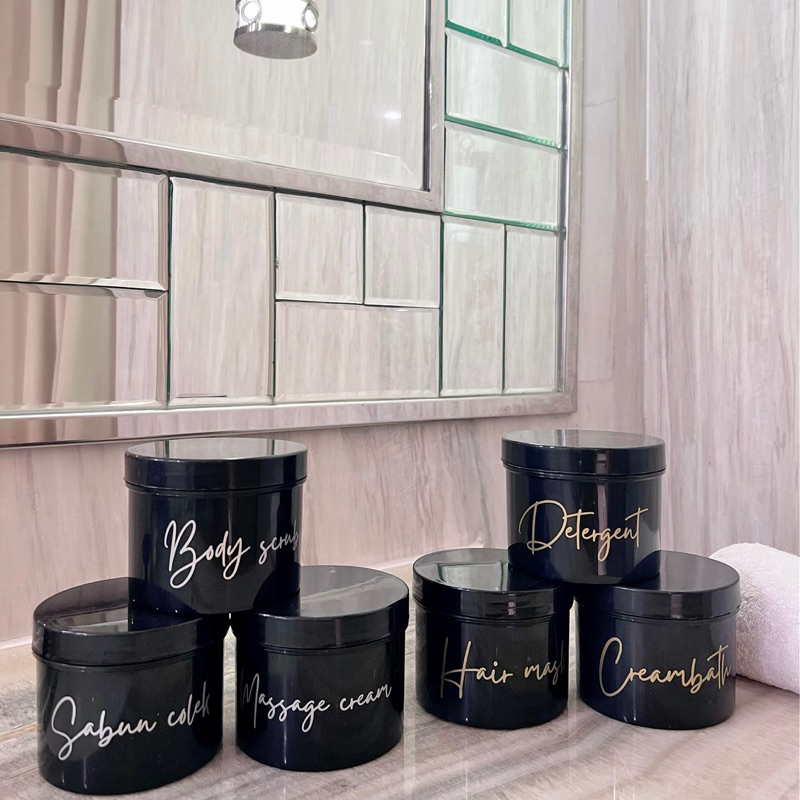 Benteng Onderdil Tempat Lulur Jar 500Ml Hitam Glossy Gold Silver Edition Wadah Sabun Colek Hair