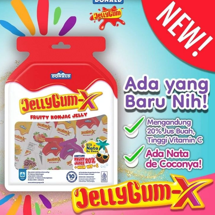

Kirim Sekarang Donald Jelly Gum-X Fruity Konjac Jelly Isi 10's x 20gr