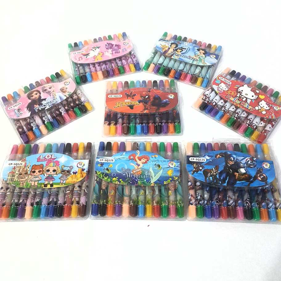 

☊✵ Harga Grosir ( 1set /12pcs /Warna ) Crayon/krayon Putar Motif CP-SQ12S Produk Keren