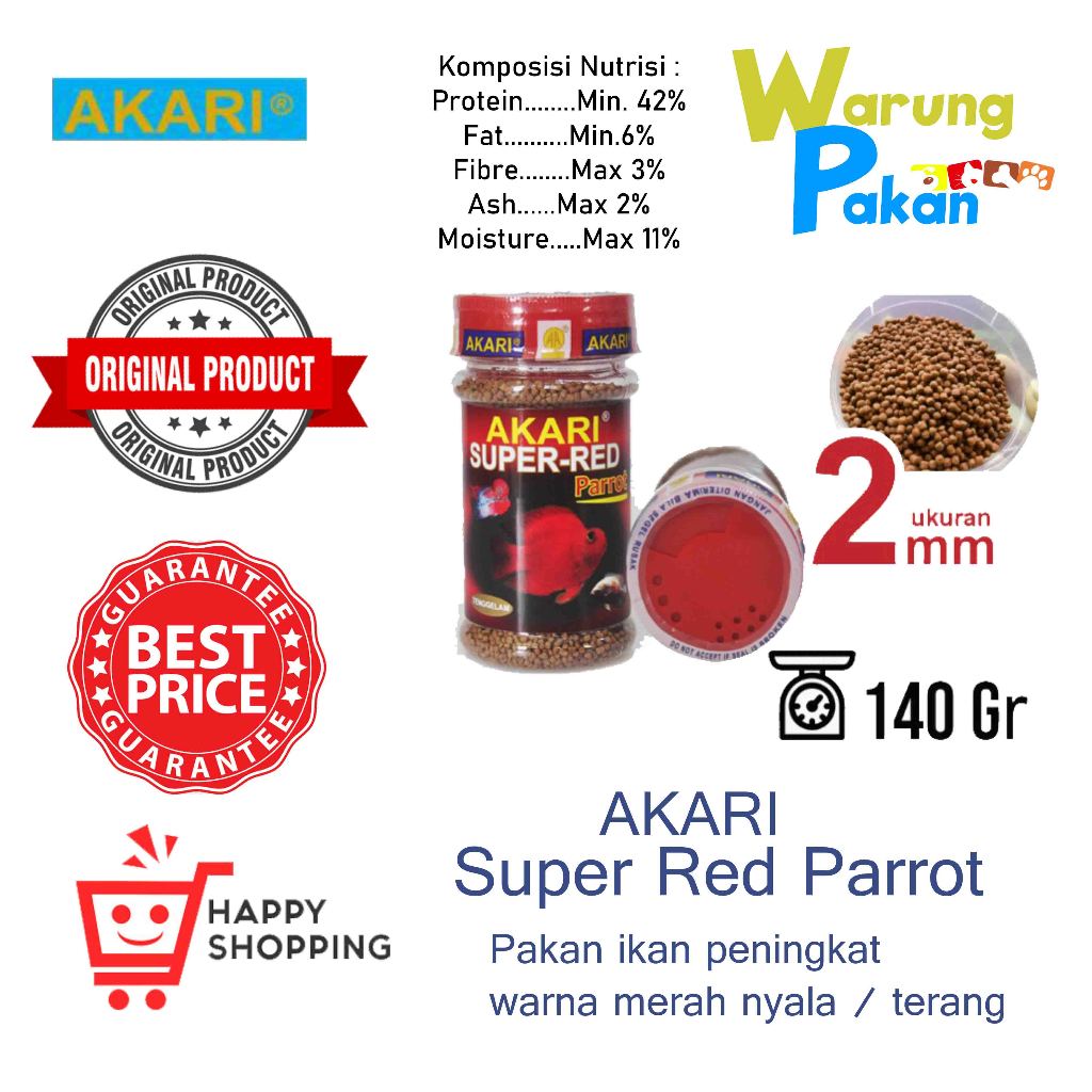 Akari Super Red Parrot 140 Gram Pelet Ikan Louhan Dan Parrot Original