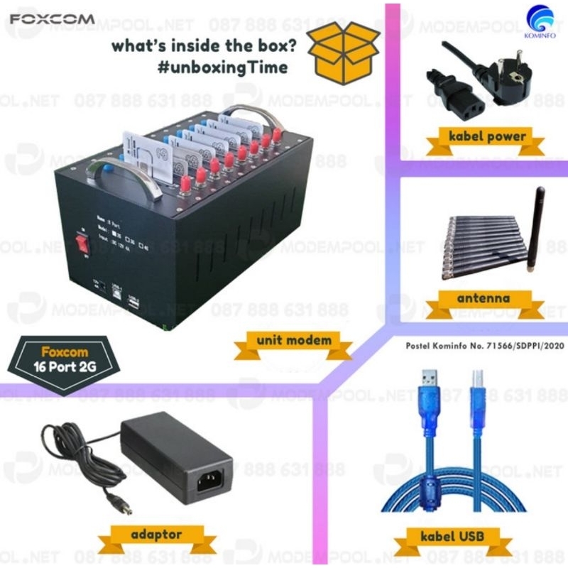 Modem Foxcom 8 Port Pool 2G Support Semua Software SMS , Dial Massal