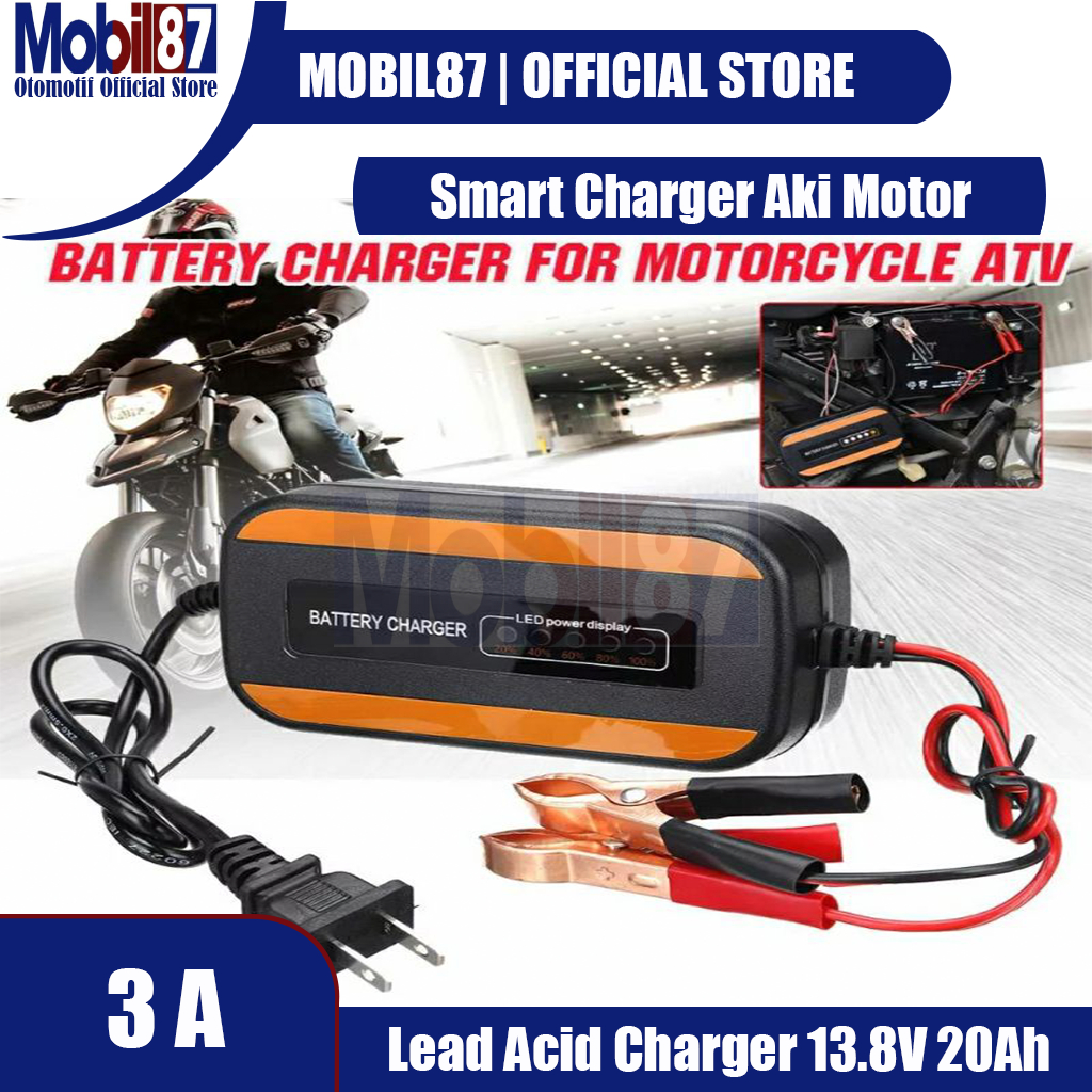 E-FAST Charger Aki Mobil Lead Acid Smart Battery Charger 13,8V 3A 20AH - ZYX-Y10 Extractme Charger Aki Motor Lead Acid Smart Charger 13.8V 3A 20Ah - ZYX-Y10 - Blackaksesoris mobil