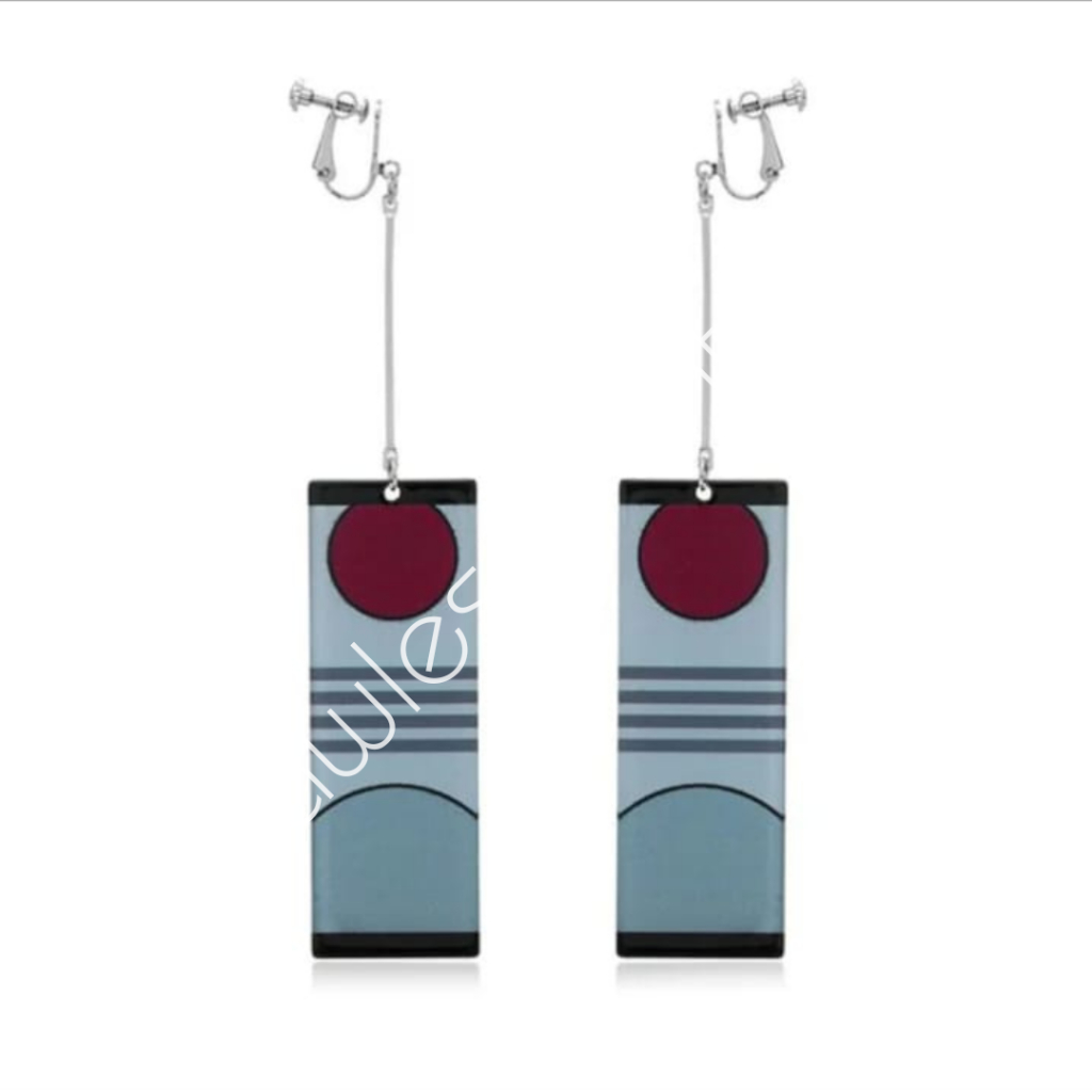 Anting Demon Slayer Tanjiro Tanjirou Kamado Earings Hanafuda Kimetsu No Yaiba Anime Cosplay Pria Wan