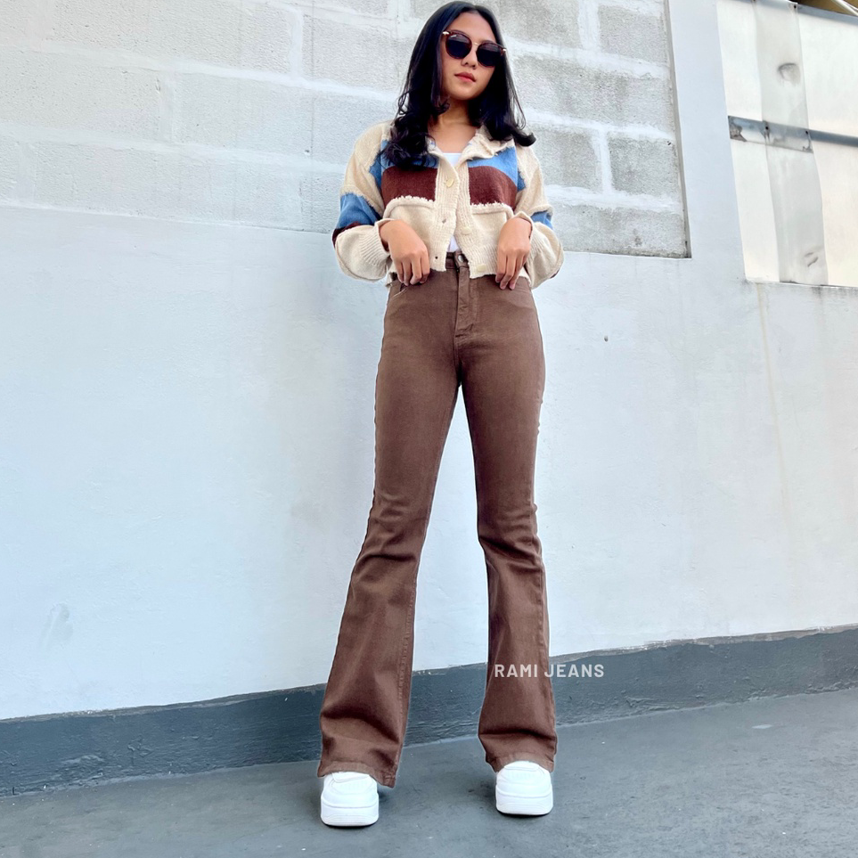➮➟✤ ORE - HW Zizy Cutbray Jeans Wanita Bioblue