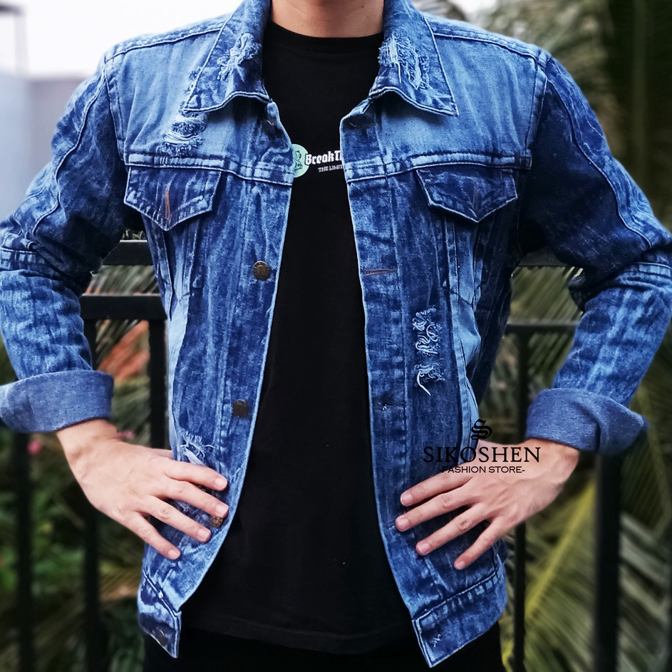 ➪➽✳✧ Jaket Jeans Pria Street Wear Denim Jacket Distro Cowok