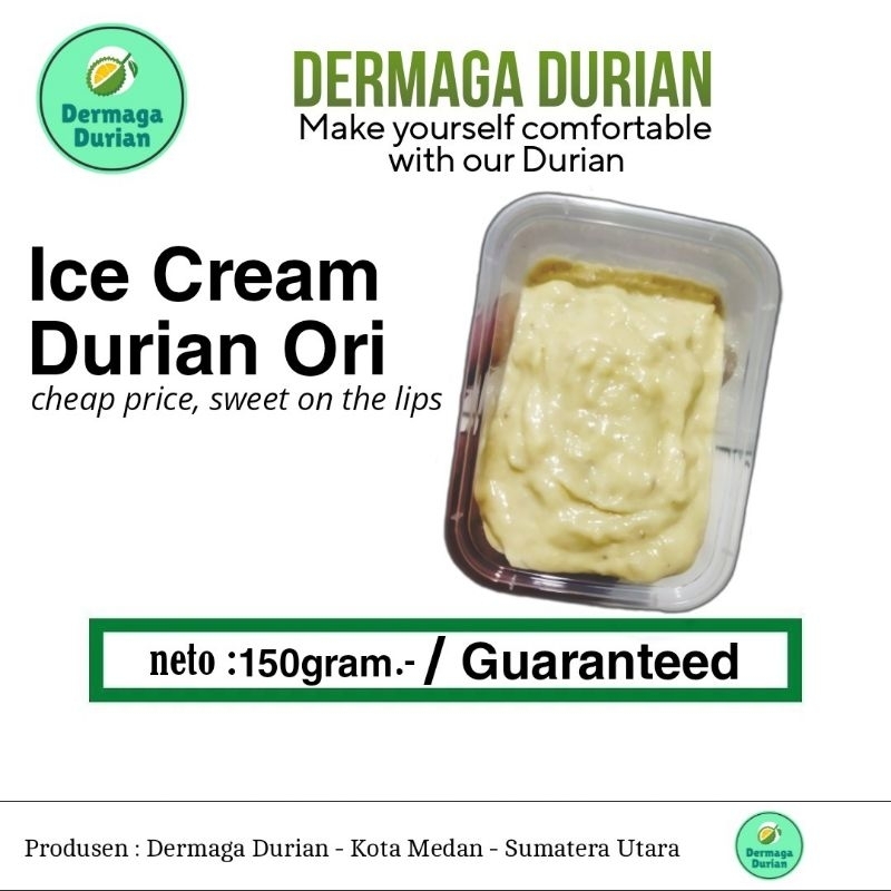 

DERMAGA DURIAN / ICE CREAM DURIAN ORI PREMIUM 150gr / DURIAN ICE PREMIUM