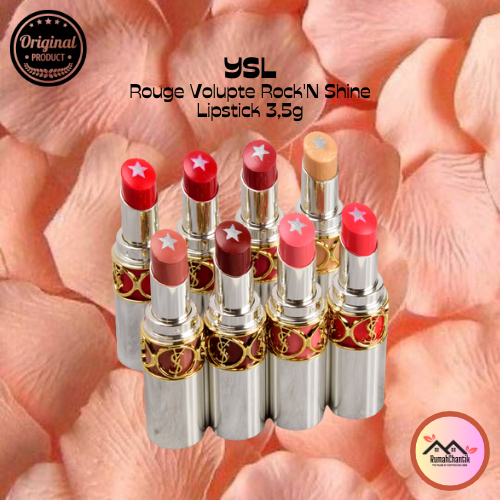 Lipstik YSL Rouge Volupte Rock'N Shine Sparkling Colour Lipstick ORIGINAL Lip Shine Pelembab Bibir